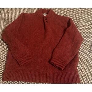 L.L Bean 100% Rusty Red Lambswool Sweater Size Large